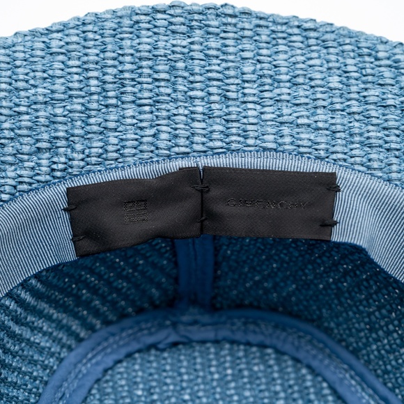 Givenchy Woven Raffia Bucket Hat Blue Logo - Picture 4 of 4
